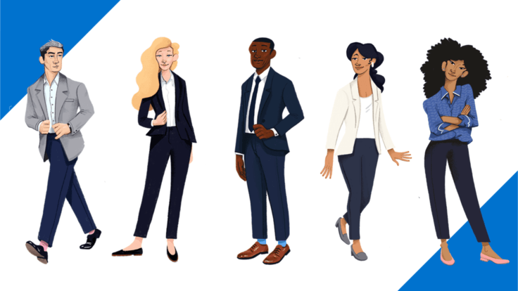 Illustration of diverse office workers