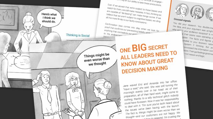 Collage of One Big Secret About Great Decision Making E-book Management Resource Pages