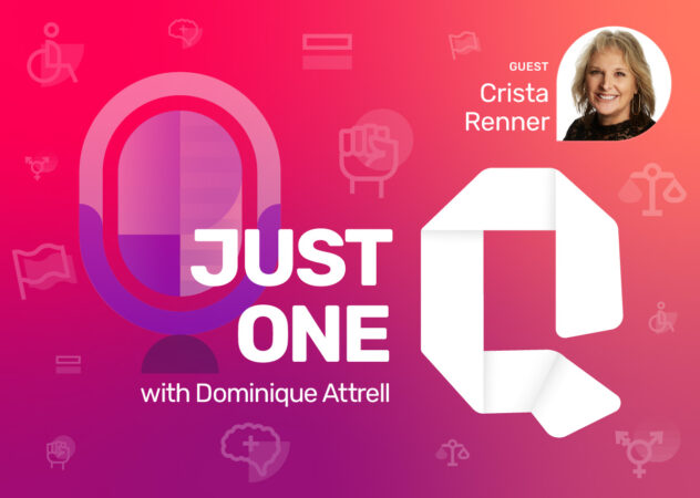 Just One Q podcast cover with guest Crista Renner